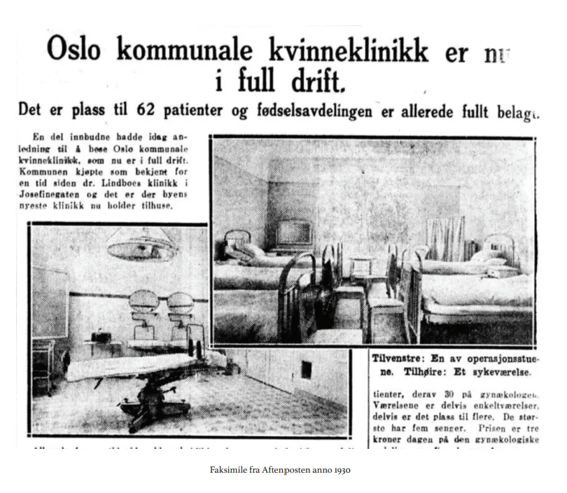 Avisartikkel om Oslo kommunale kvinneklinikk