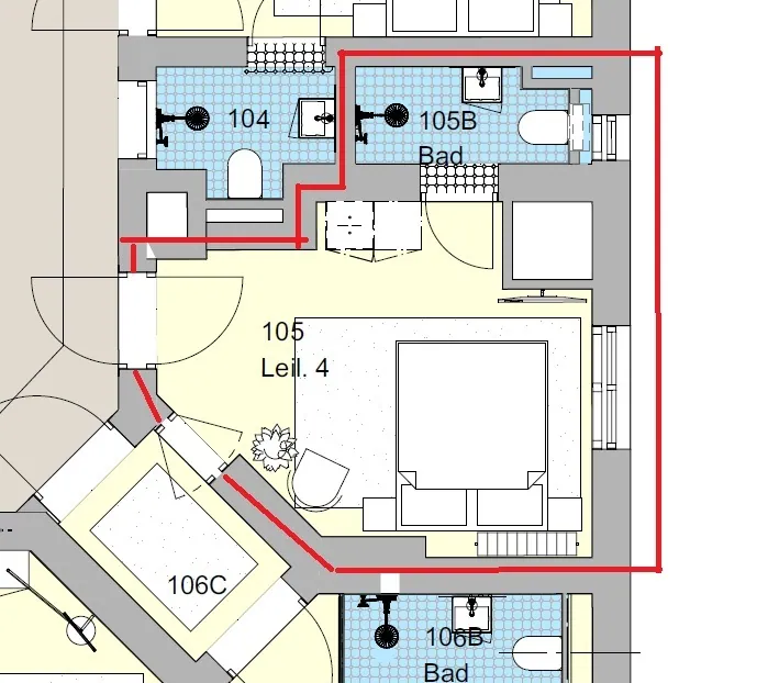 Plantegning av Rom 105 i Josefines gate 30