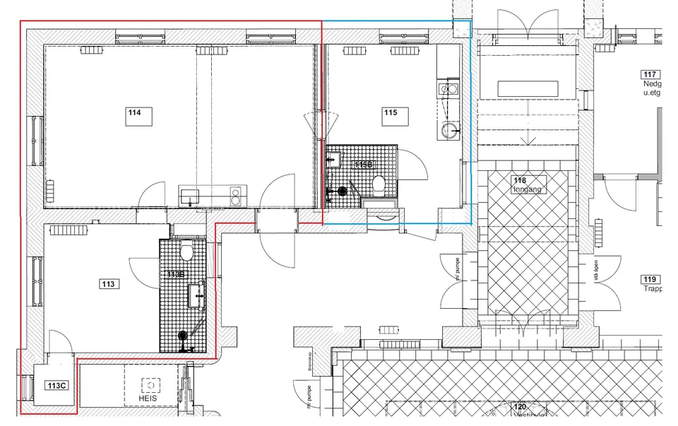 Plantegning av Rom 114 i Josefines gate 30