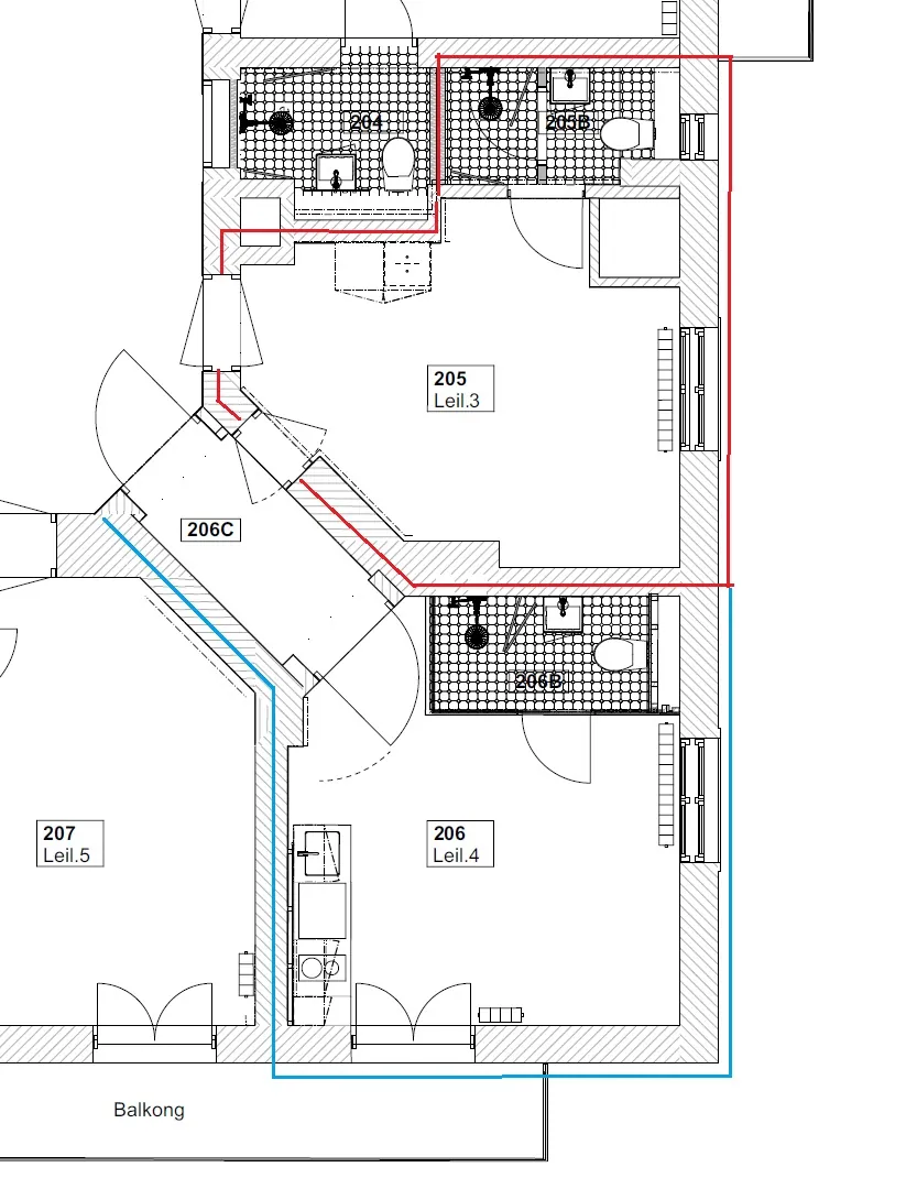 Plantegning av Rom 205 i Josefines gate 30
