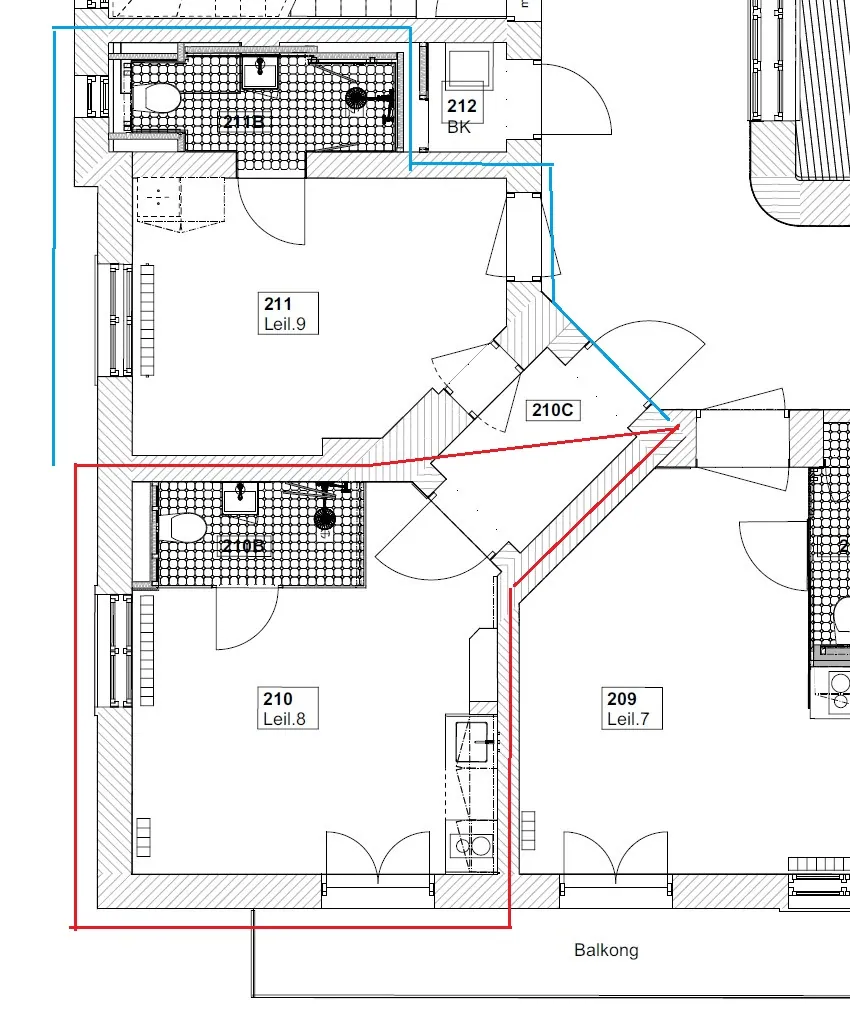 Plantegning av Rom 210 i Josefines gate 30